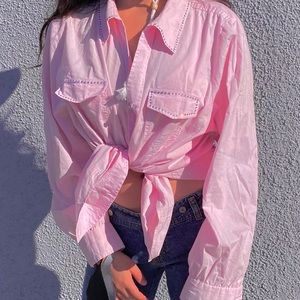 Pink cowgirl long sleeved button down